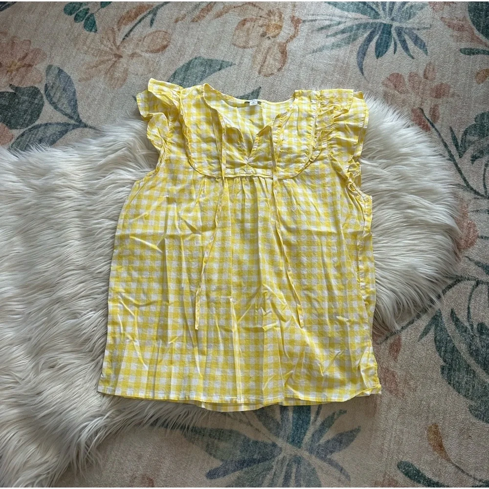 J.CREW Flutter Gingham Blouse In Yellow